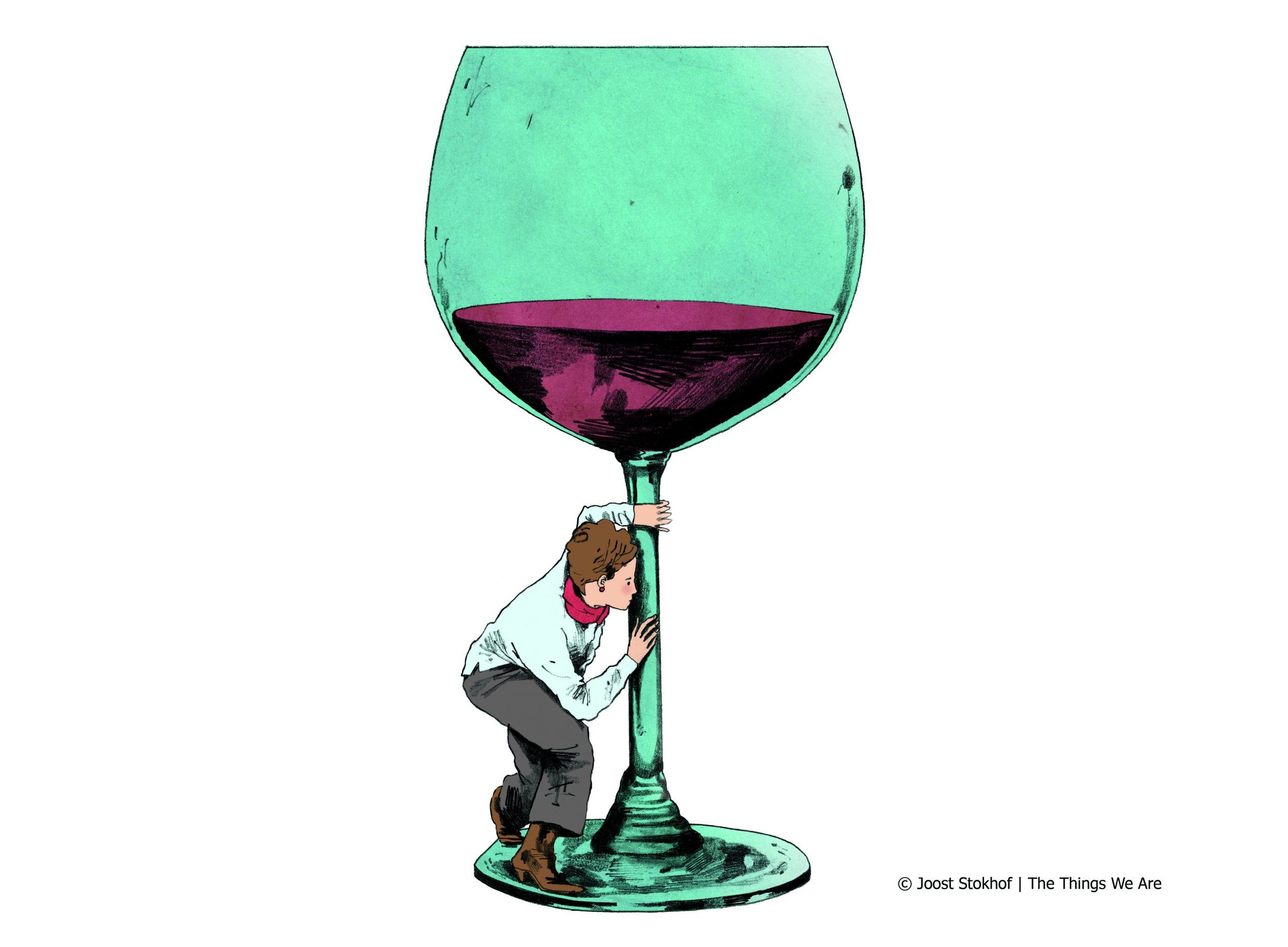 Decoratieve foto van man met glas wijn voor in het FAStijdschrift